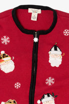 Vintage Red Bechamel Santas Ugly Christmas Cardigan (1990s)