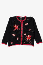 Vintage Black Studio Joy Santa Skating Ugly Christmas Cardigan (1990s)