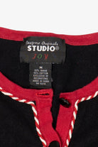 Vintage Black Studio Joy Santa Skating Ugly Christmas Cardigan (1990s)
