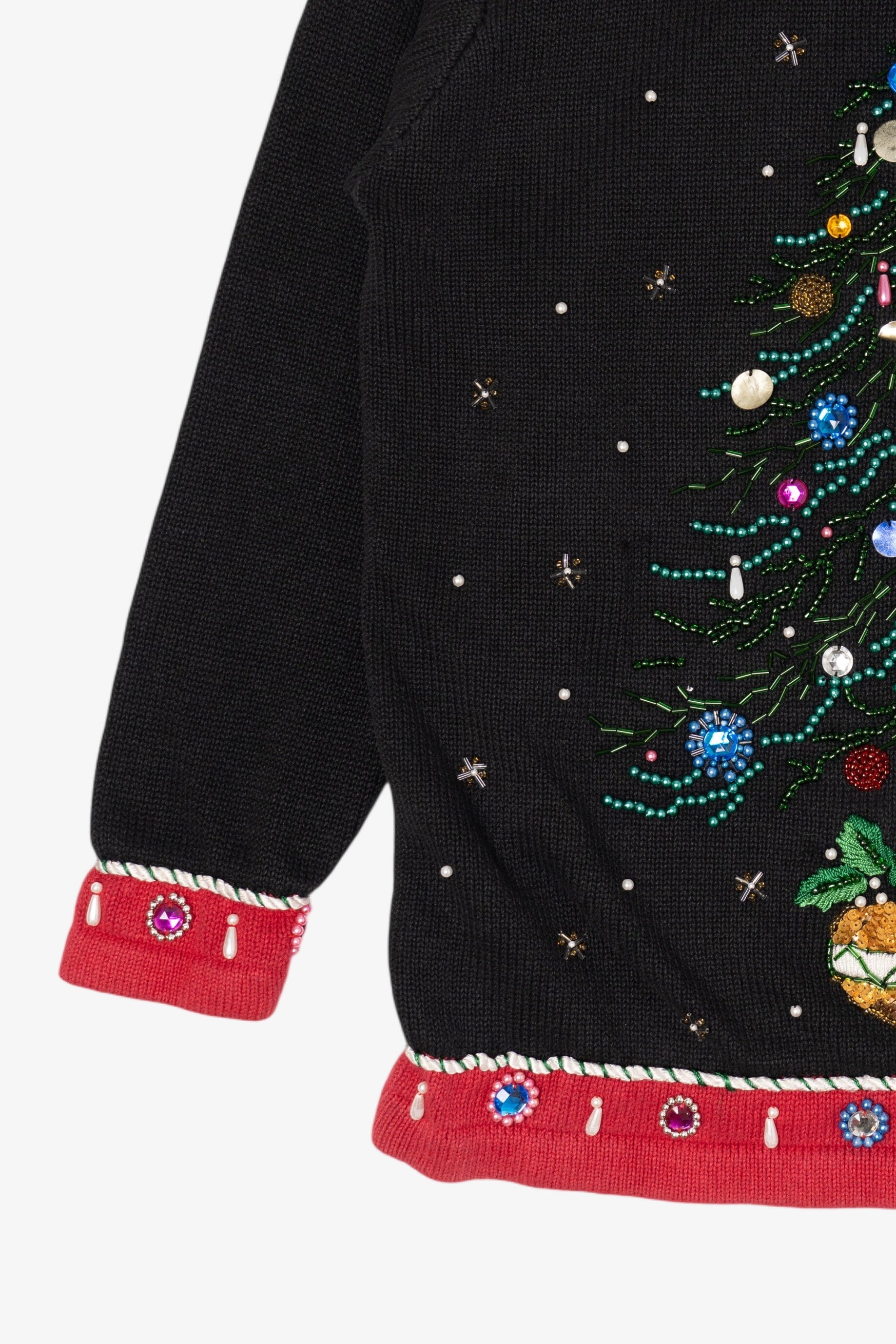 Vintage Black B.P Design Tree Ugly Christmas Pullover (1990s)