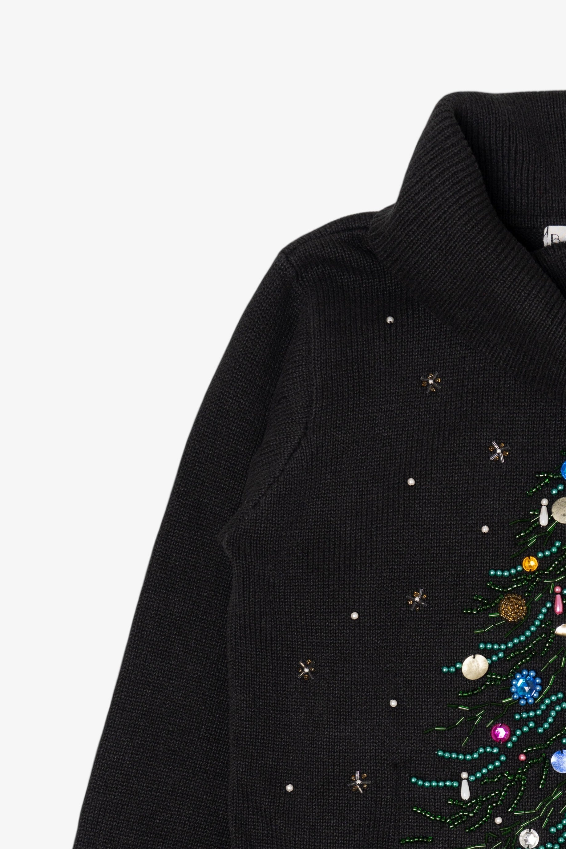 Vintage Black B.P Design Tree Ugly Christmas Pullover (1990s)