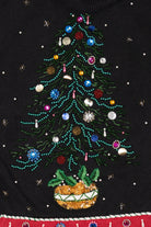 Vintage Black B.P Design Tree Ugly Christmas Pullover (1990s)