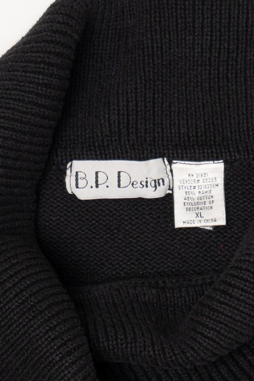 Vintage Black B.P Design Tree Ugly Christmas Pullover (1990s)