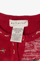 Vintage Red White Stag Ugly Christmas Cardigan (1990s)
