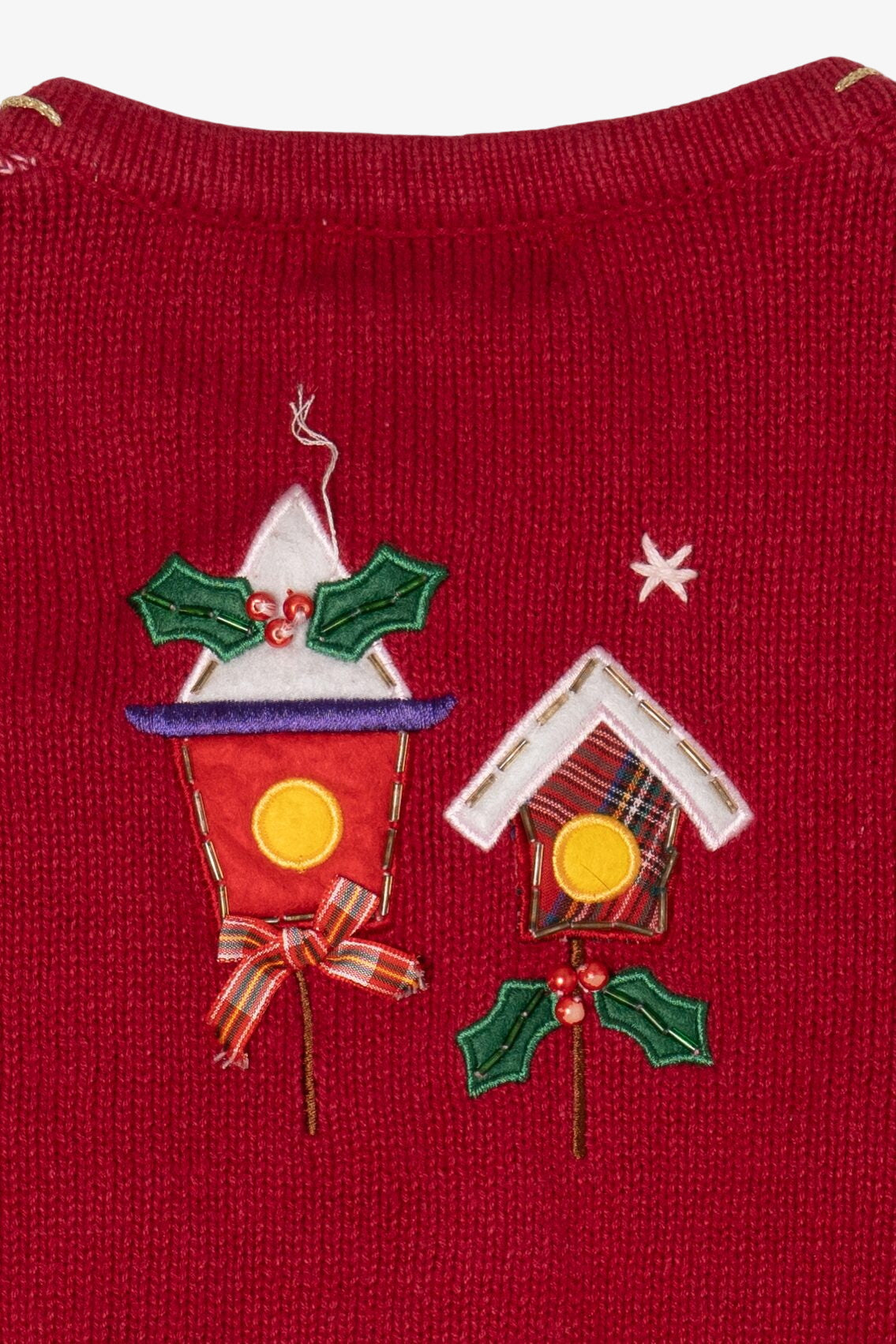 Vintage Red White Stag Ugly Christmas Cardigan (1990s)