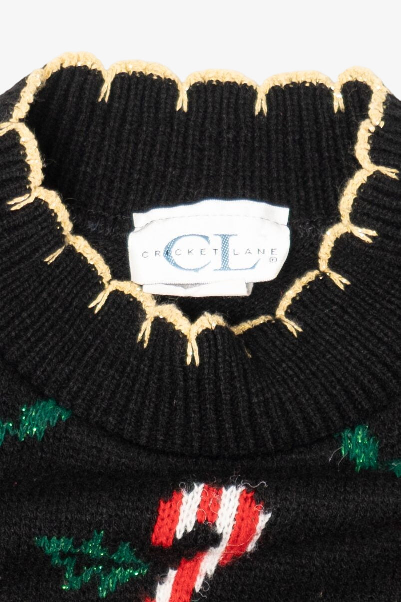 Vintage Black Cricket Lane Ugly Christmas Pullover (1990s)