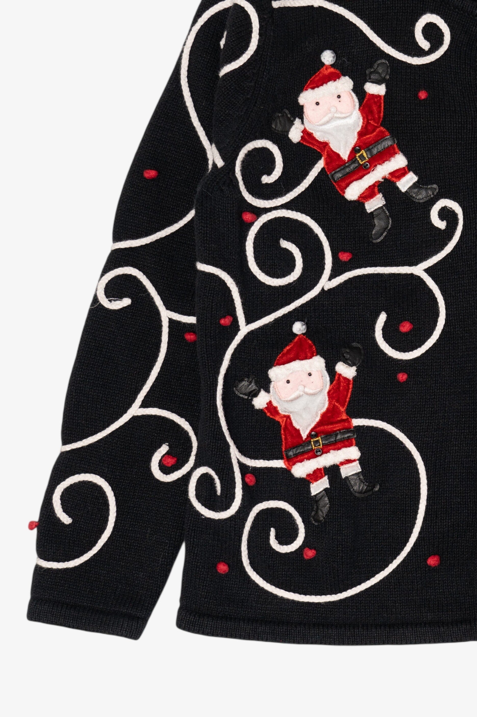 Vintage Black Cinnamon Cinder Santa Ugly Christmas Cardigan (1990s)