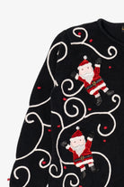 Vintage Black Cinnamon Cinder Santa Ugly Christmas Cardigan (1990s)