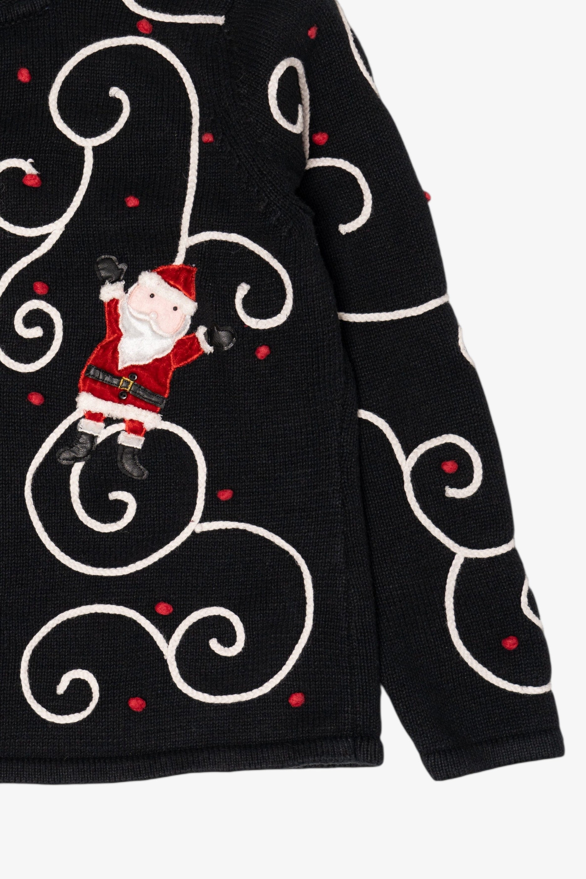 Vintage Black Cinnamon Cinder Santa Ugly Christmas Cardigan (1990s)