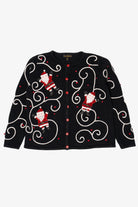 Vintage Black Cinnamon Cinder Santa Ugly Christmas Cardigan (1990s)