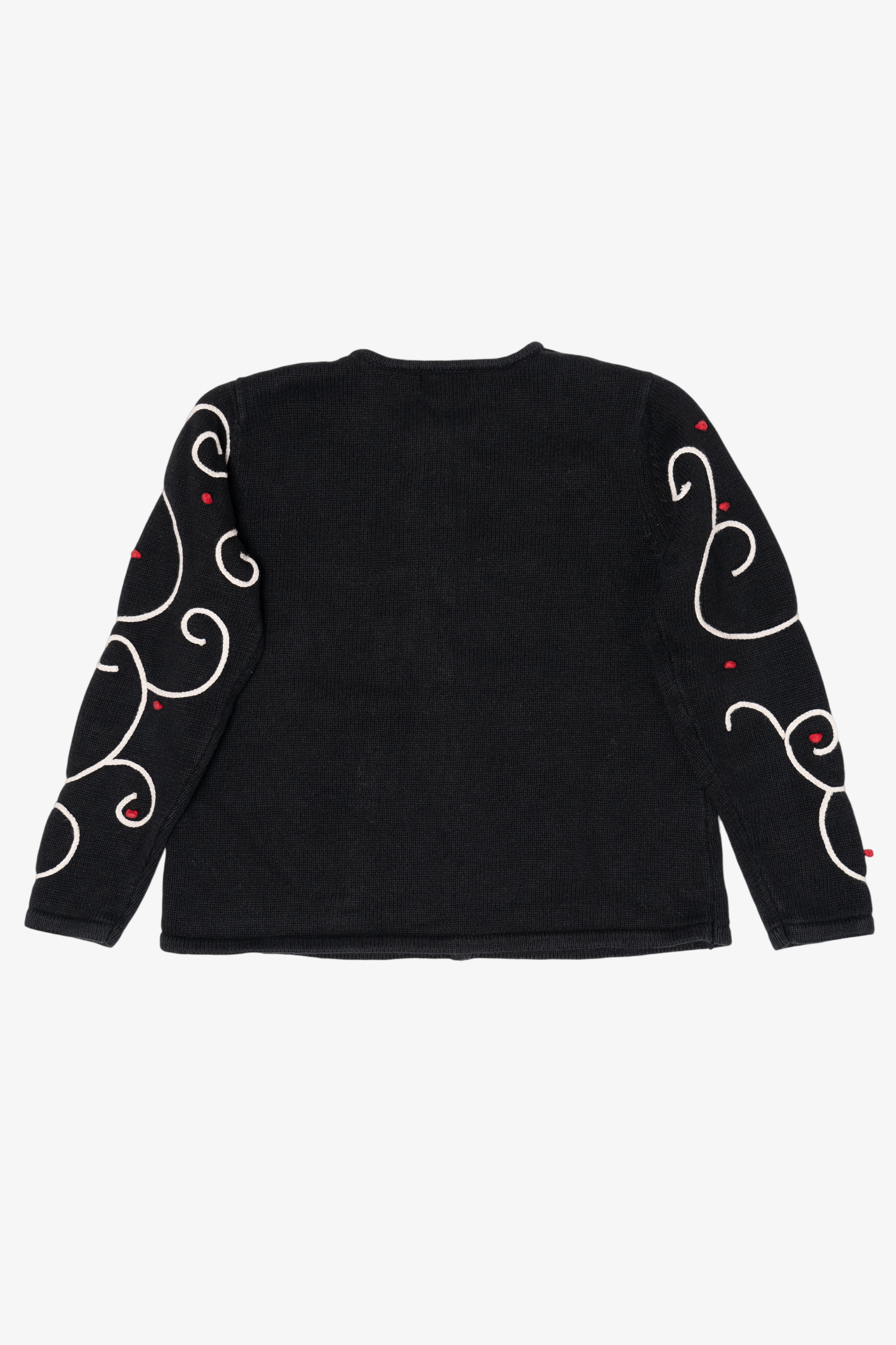 Vintage Black Cinnamon Cinder Santa Ugly Christmas Cardigan (1990s)