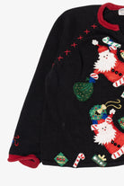 Vintage Black Tiara International Santa Ugly Christmas Cardigan (2000s)