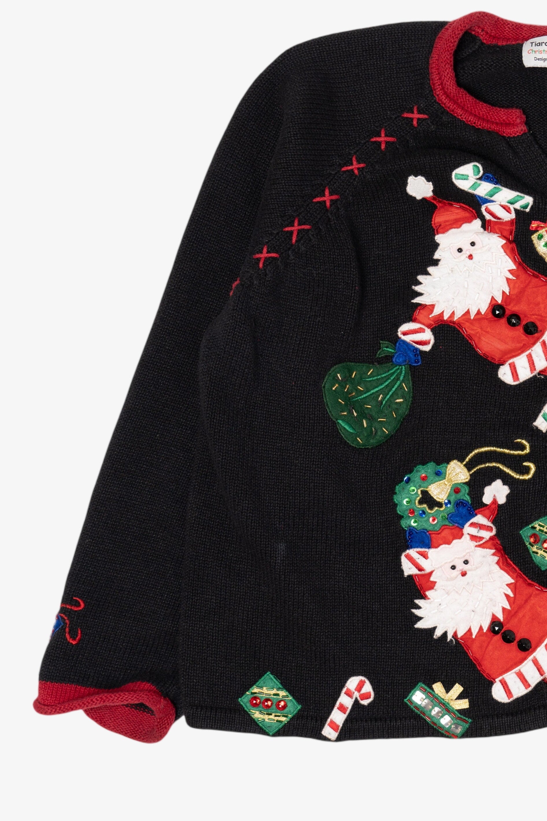 Vintage Black Tiara International Santa Ugly Christmas Cardigan (2000s)