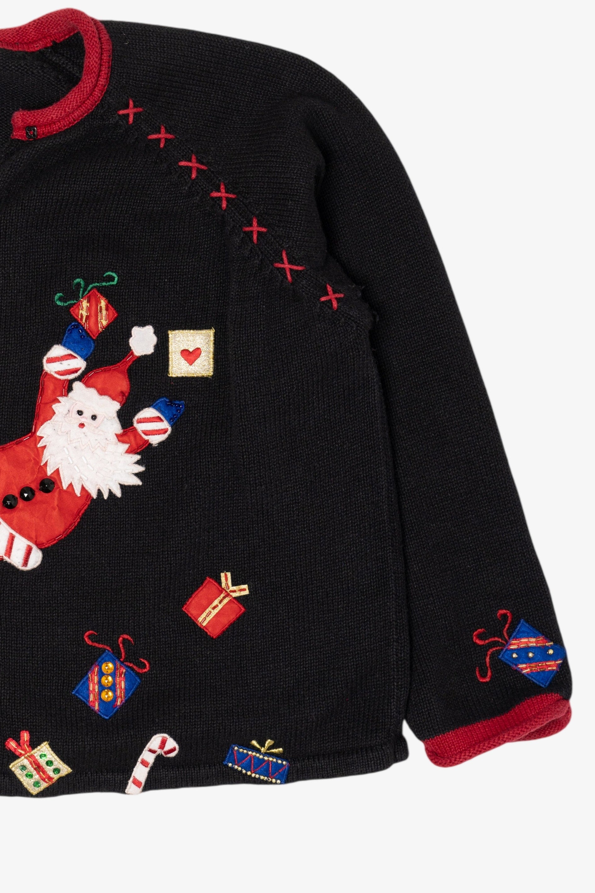 Vintage Black Tiara International Santa Ugly Christmas Cardigan (2000s)