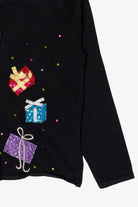 Vintage Black Tiara International Snowman With Presents Ugly Christmas Cardigan (1990s)