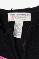 Vintage Black Tiara International Snowman With Presents Ugly Christmas Cardigan (1990s)