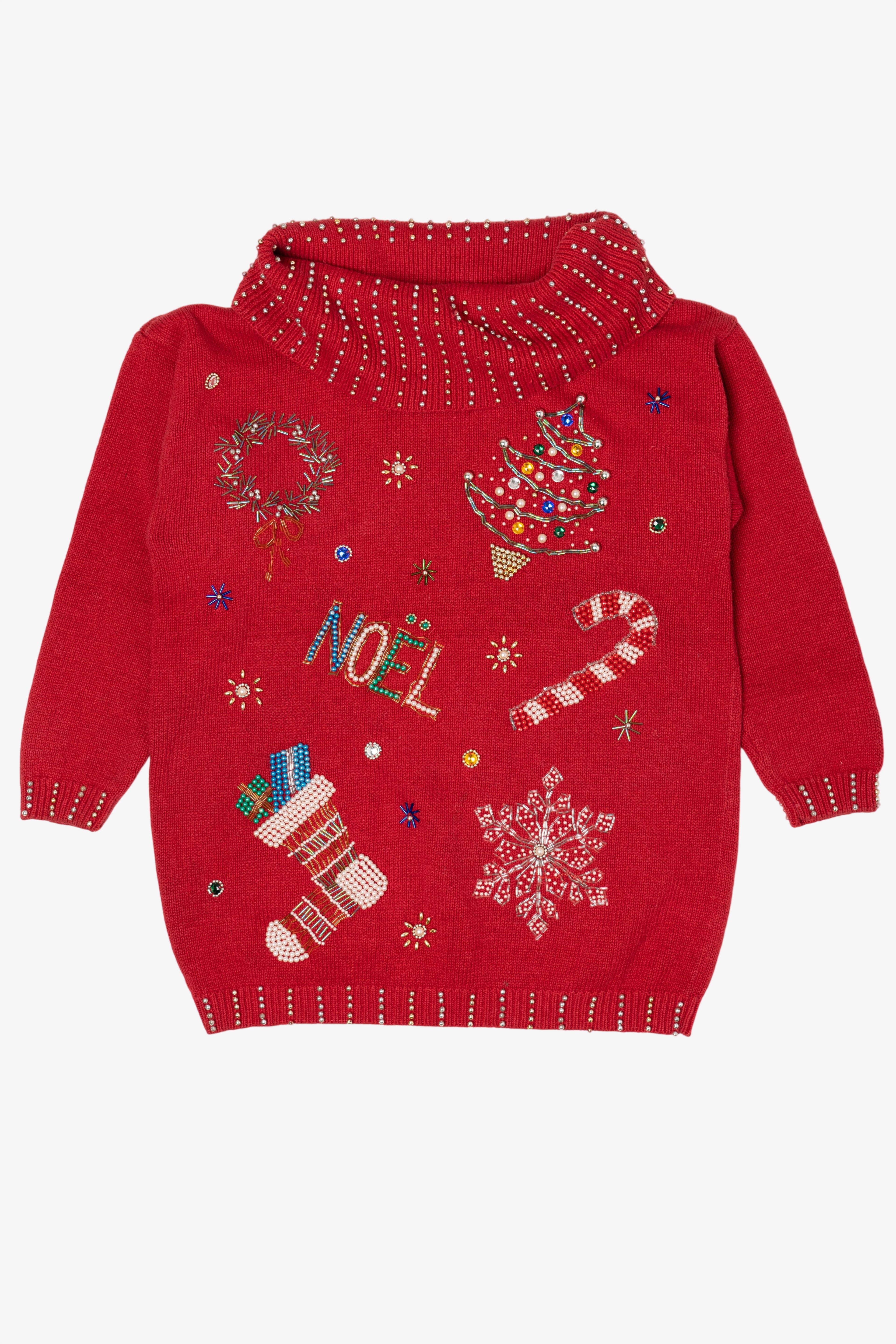 Vintage Red Victoria Jones Noel Ugly Christmas Pullover (1990s)
