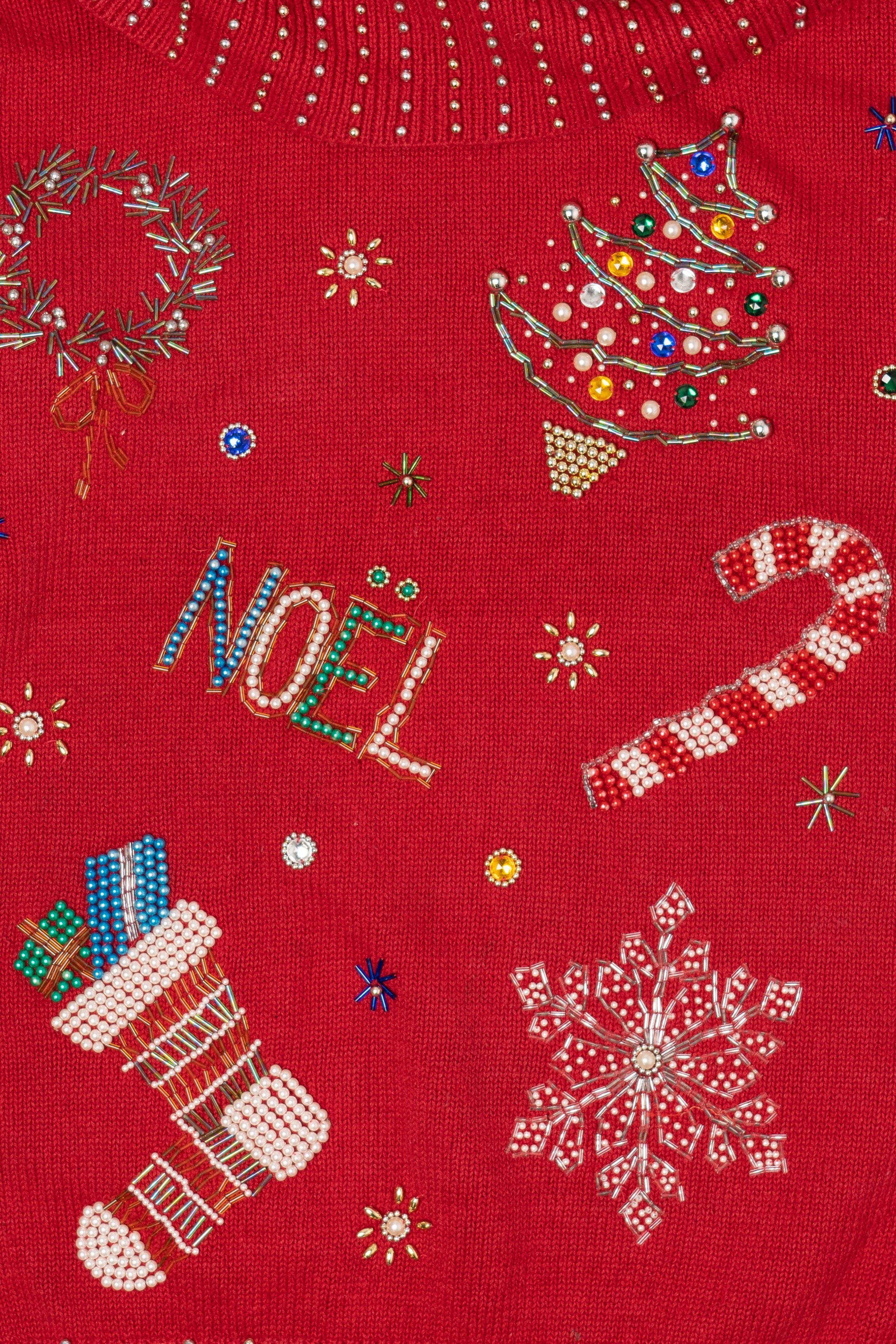 Vintage Red Victoria Jones Noel Ugly Christmas Pullover (1990s)