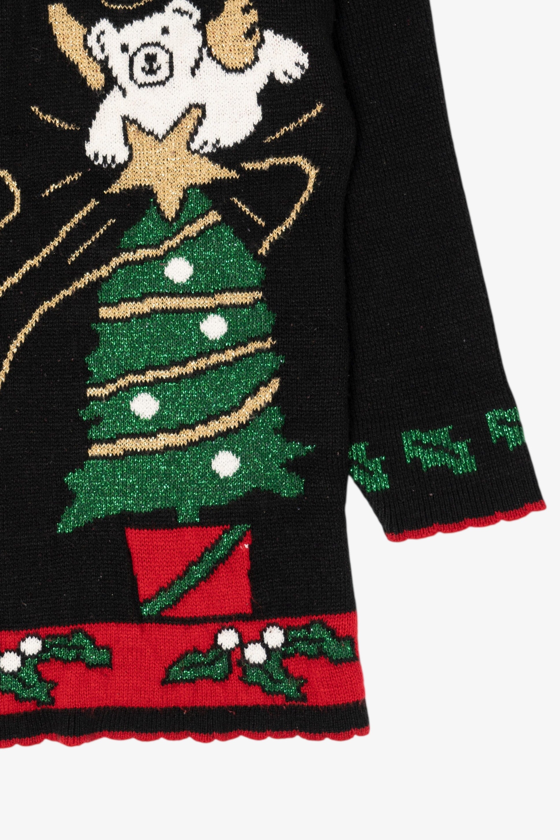 Vintage Black J.J Poole Angel Bears Ugly Christmas Pullover (1990s)
