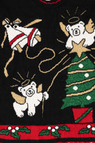 Vintage Black J.J Poole Angel Bears Ugly Christmas Pullover (1990s)