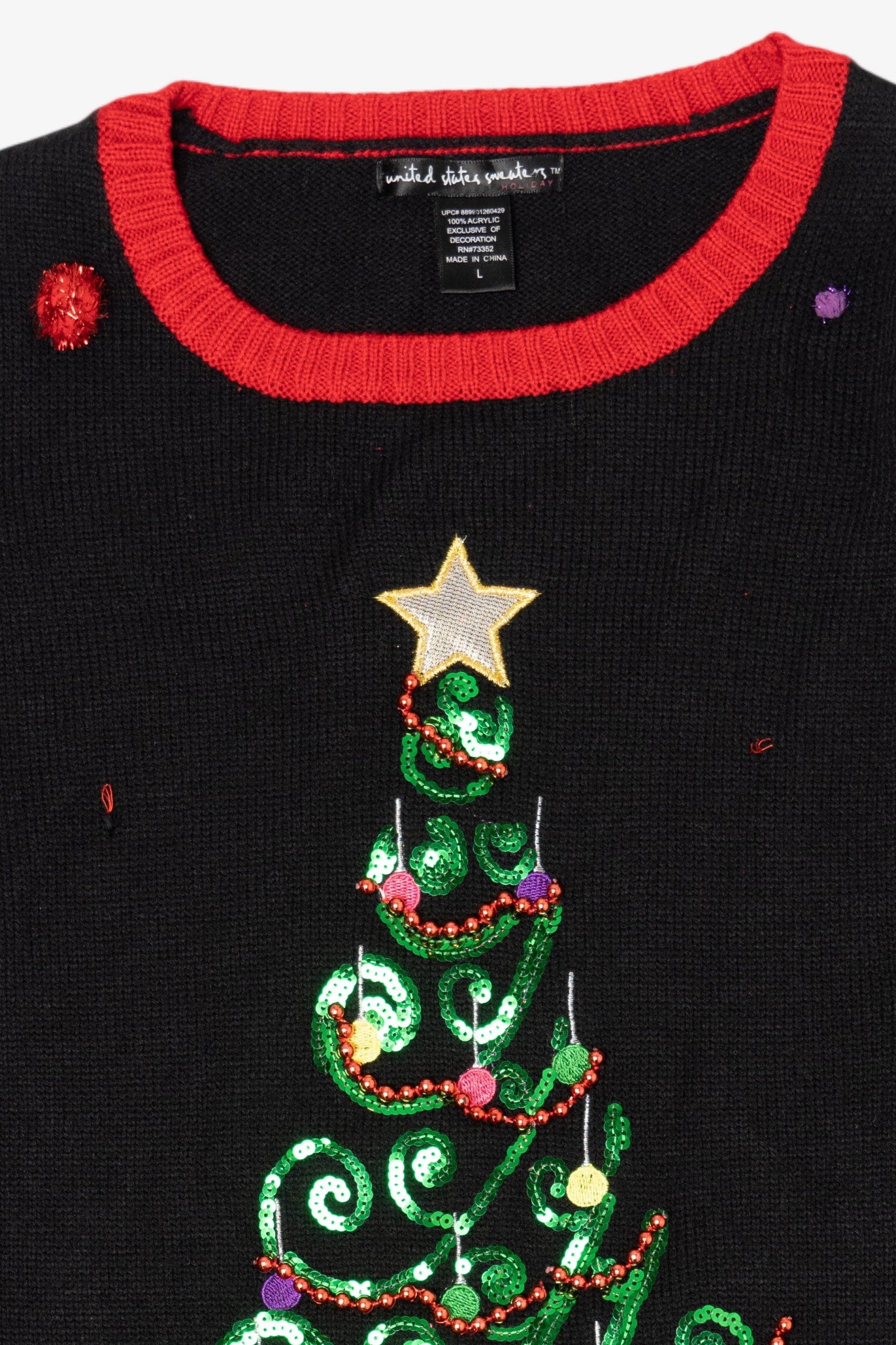 Vintage Black United States Sweater Trees Ugly Christmas Pullover (2000s)