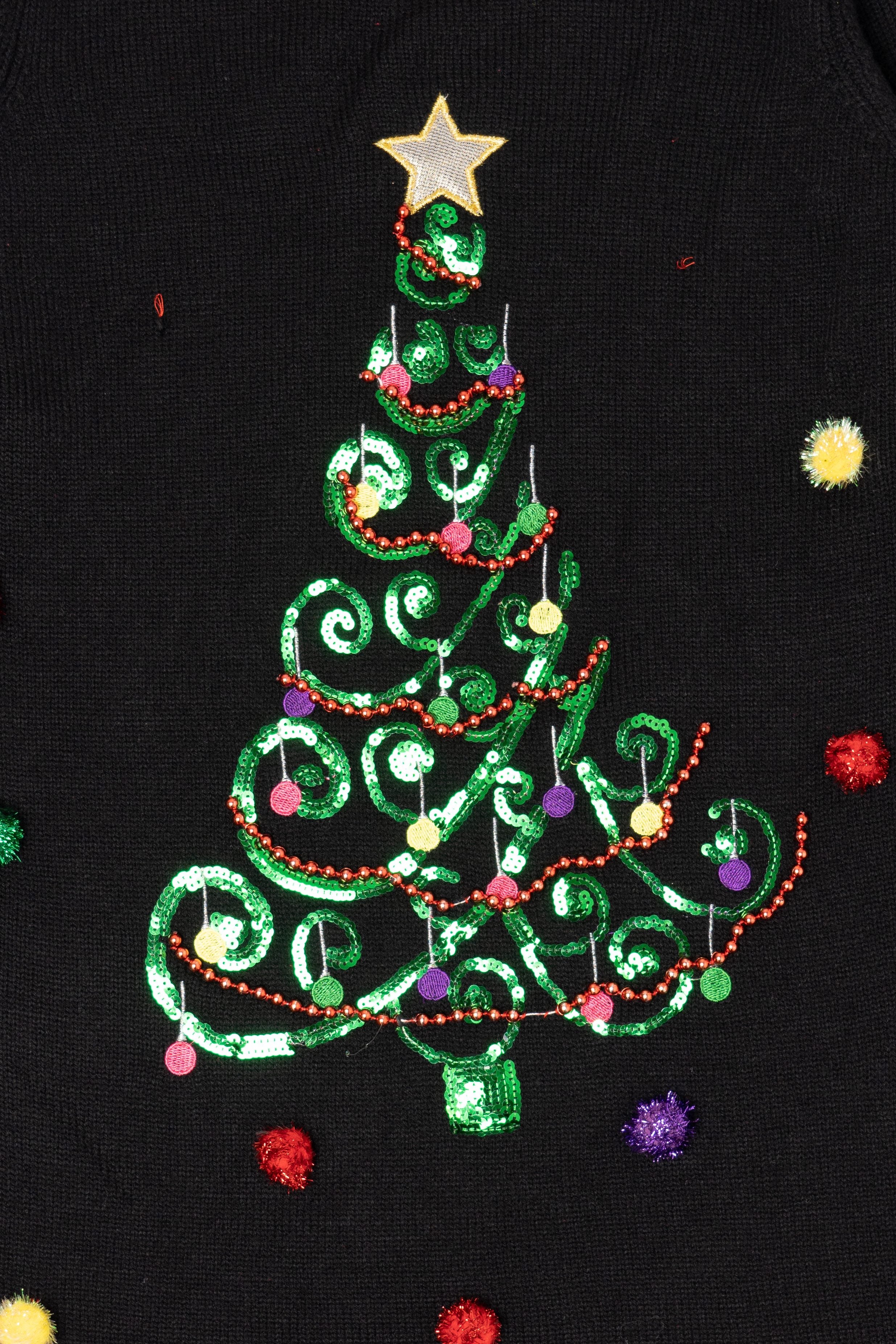 Vintage Black United States Sweater Trees Ugly Christmas Pullover (2000s)