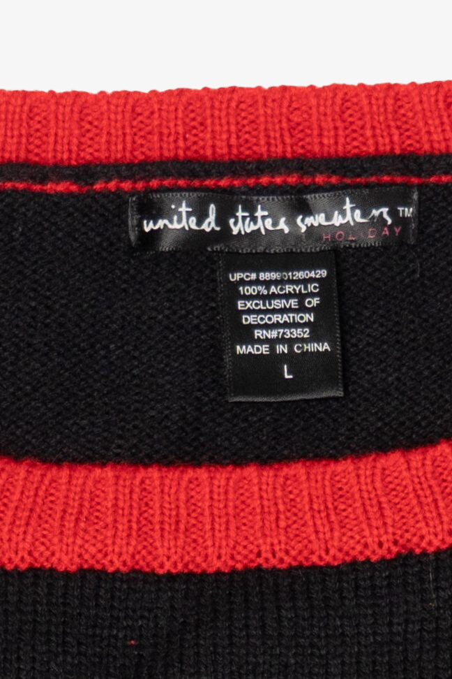 Vintage Black United States Sweater Trees Ugly Christmas Pullover (2000s)