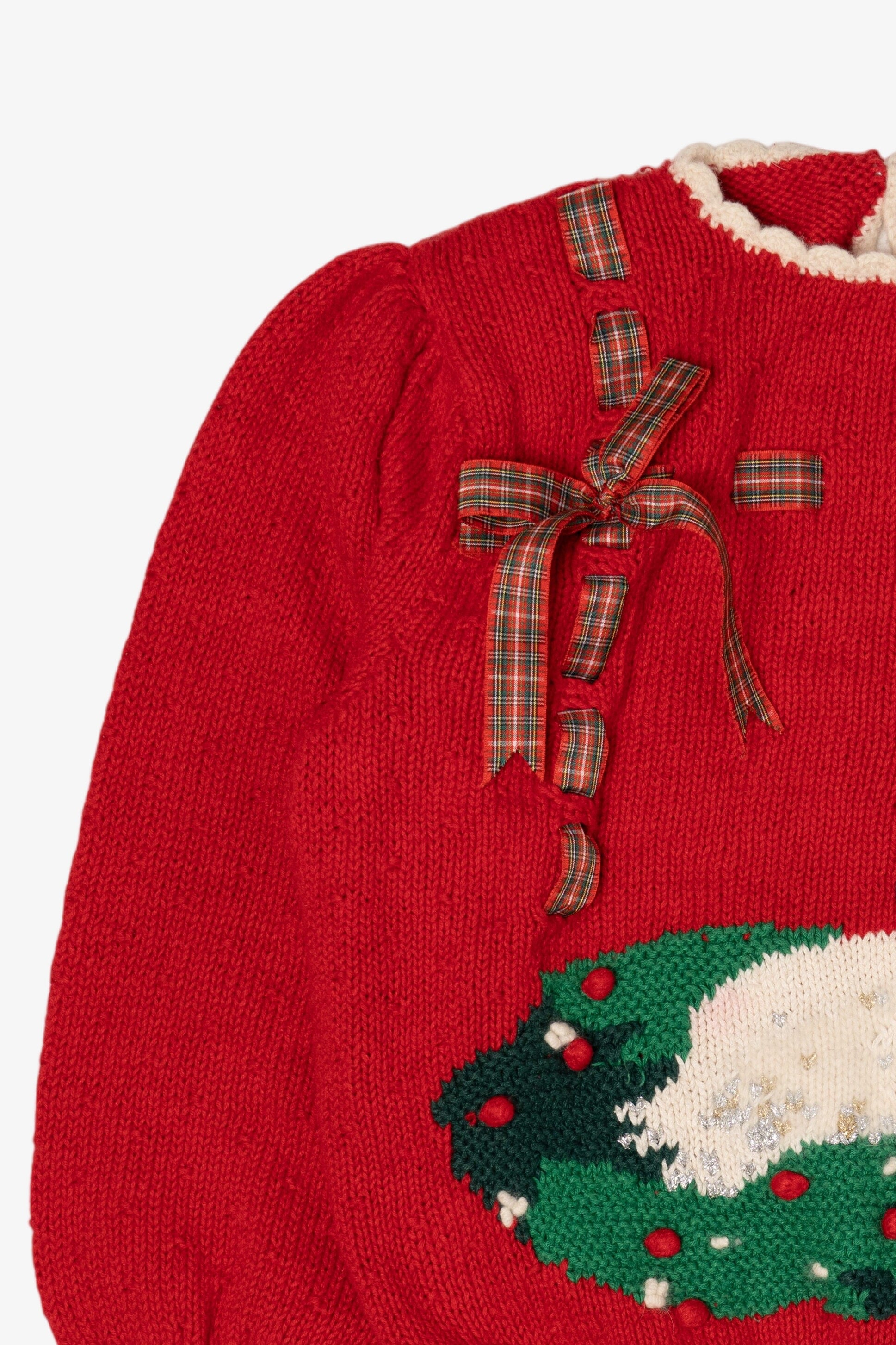 Vintage Red Marisa Christina Hand Knit Swan Ugly Christmas Pullover (1990s)