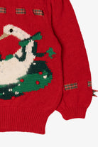 Vintage Red Marisa Christina Hand Knit Swan Ugly Christmas Pullover (1990s)