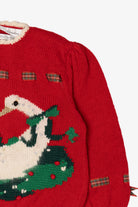 Vintage Red Marisa Christina Hand Knit Swan Ugly Christmas Pullover (1990s)