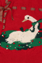 Vintage Red Marisa Christina Hand Knit Swan Ugly Christmas Pullover (1990s)