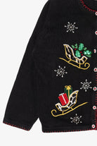 Vintage Black B.P Design Sleds Ugly Christmas Cardigan (1990s)