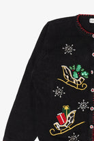 Vintage Black B.P Design Sleds Ugly Christmas Cardigan (1990s)
