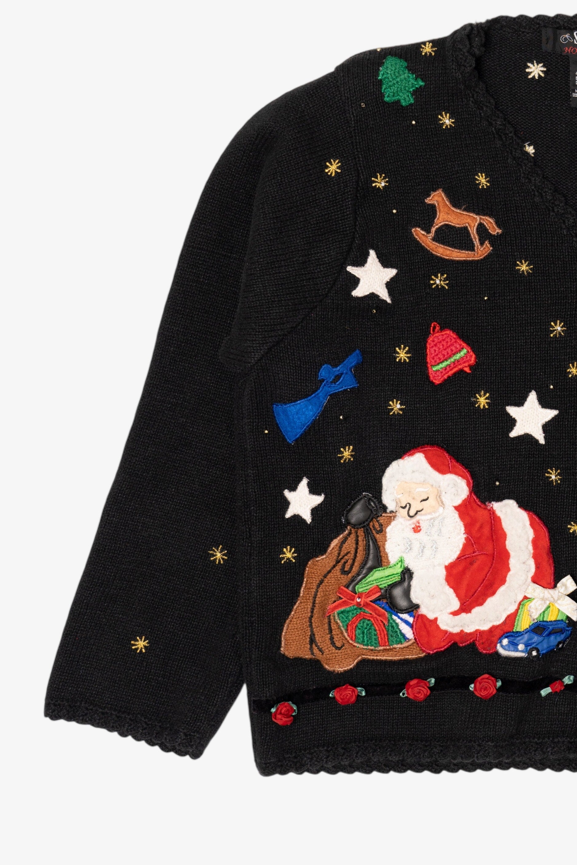 Vintage Black Segue Ugly Christmas Cardigan (1990s)