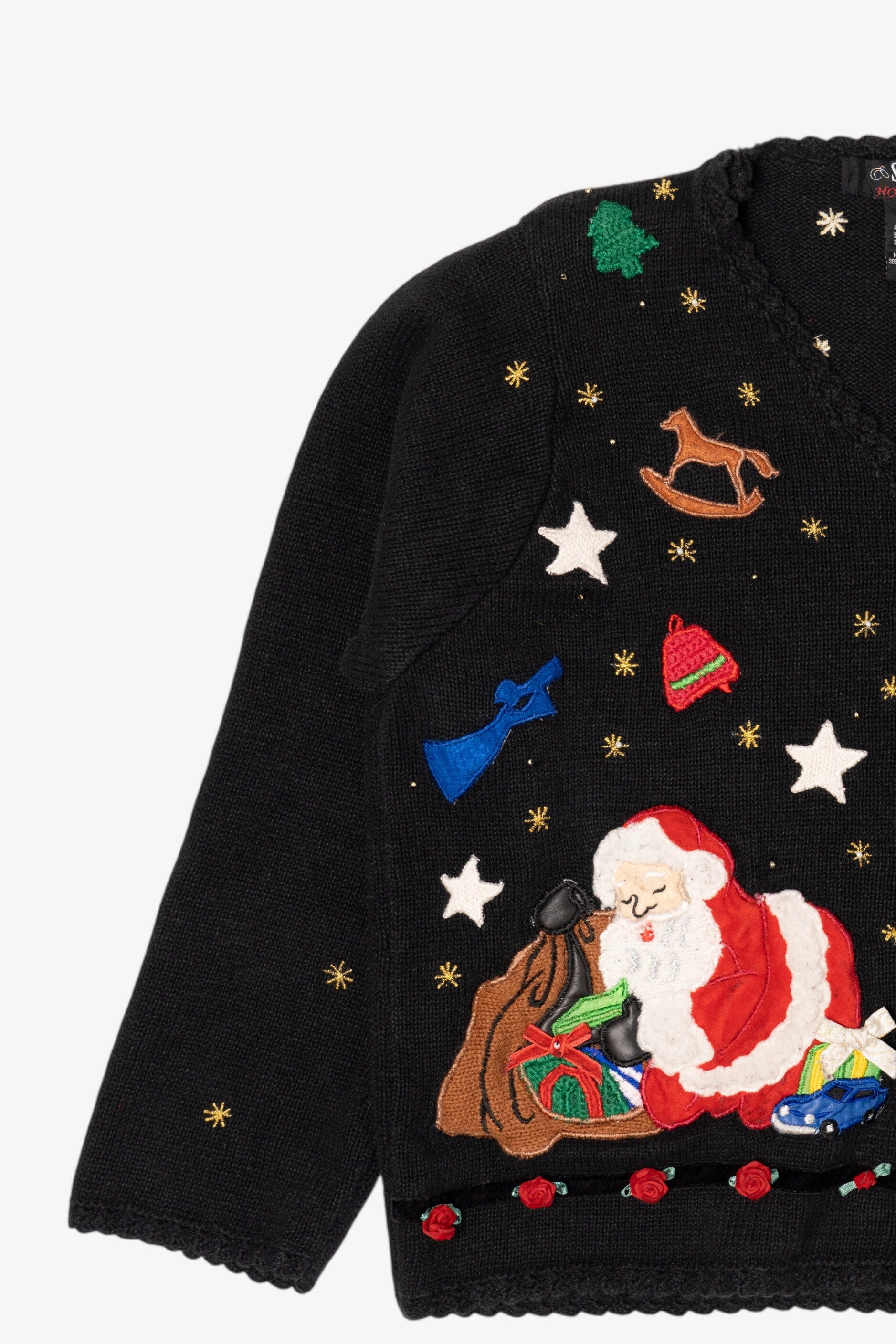 Vintage Black Segue Ugly Christmas Cardigan (1990s)
