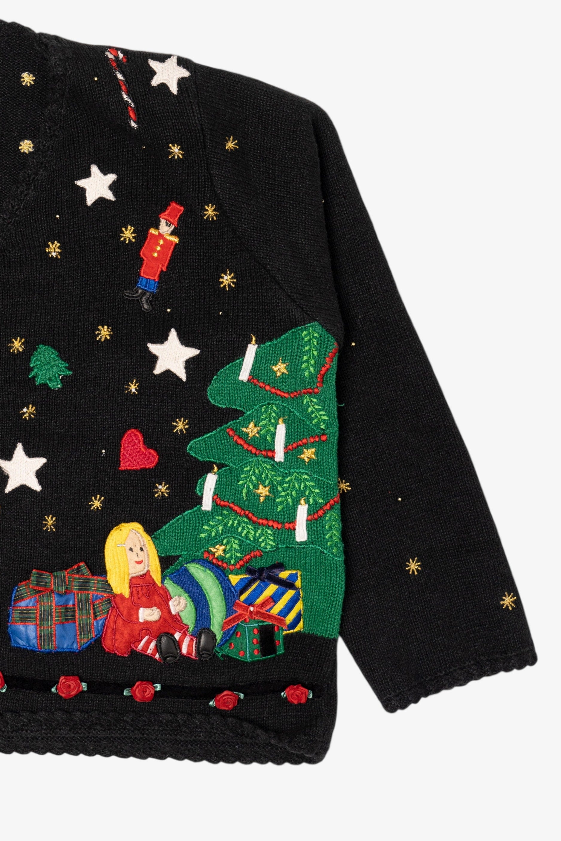Vintage Black Segue Ugly Christmas Cardigan (1990s)