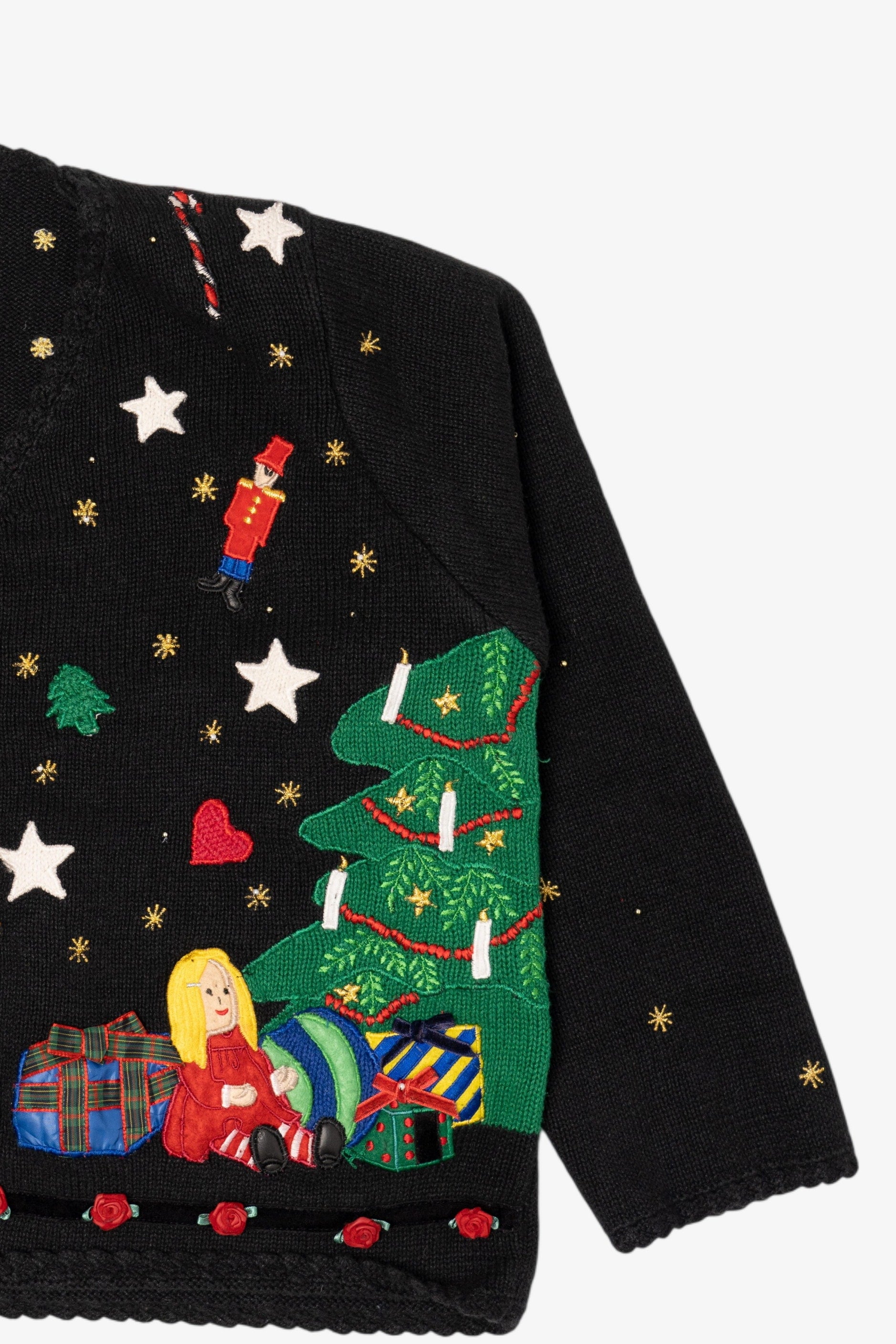 Vintage Black Segue Ugly Christmas Cardigan (1990s)