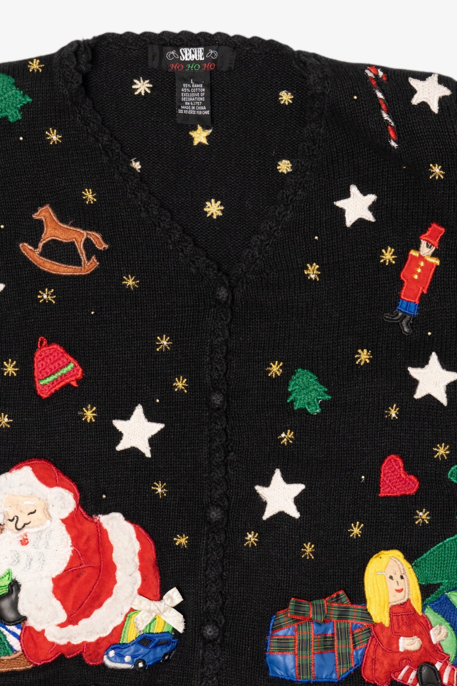 Vintage Black Segue Ugly Christmas Cardigan (1990s)