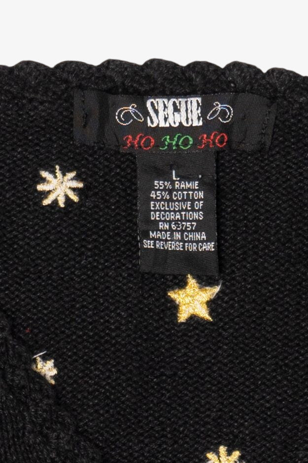 Vintage Black Segue Ugly Christmas Cardigan (1990s)