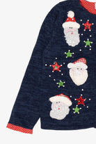 Vintage Navy Blue Tiara International Santa Ugly Christmas Cardigan (2000s)
