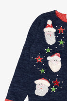 Vintage Navy Blue Tiara International Santa Ugly Christmas Cardigan (2000s)