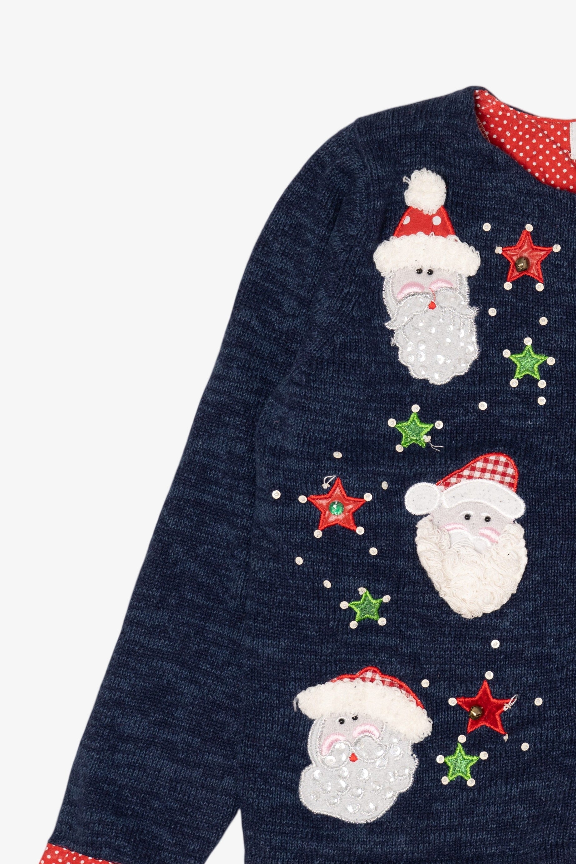 Vintage Navy Blue Tiara International Santa Ugly Christmas Cardigan (2000s)