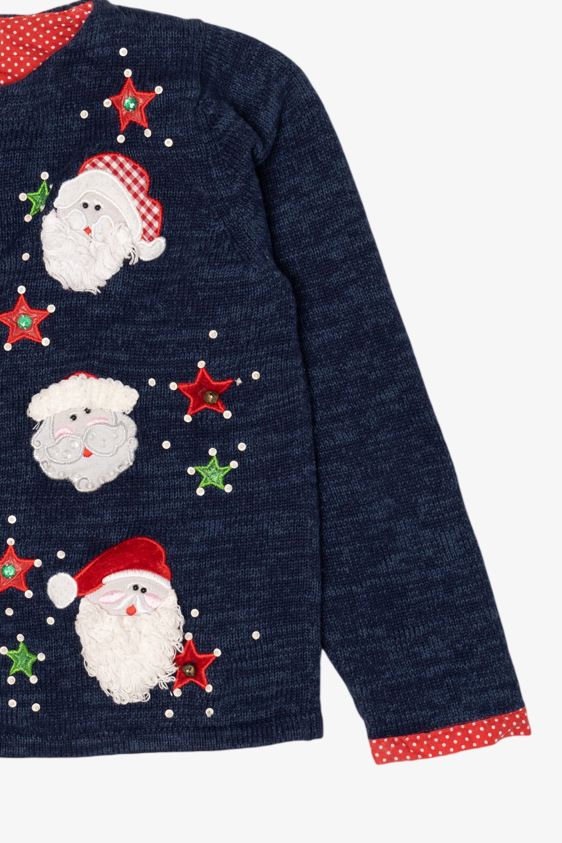 Vintage Navy Blue Tiara International Santa Ugly Christmas Cardigan (2000s)