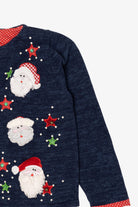 Vintage Navy Blue Tiara International Santa Ugly Christmas Cardigan (2000s)