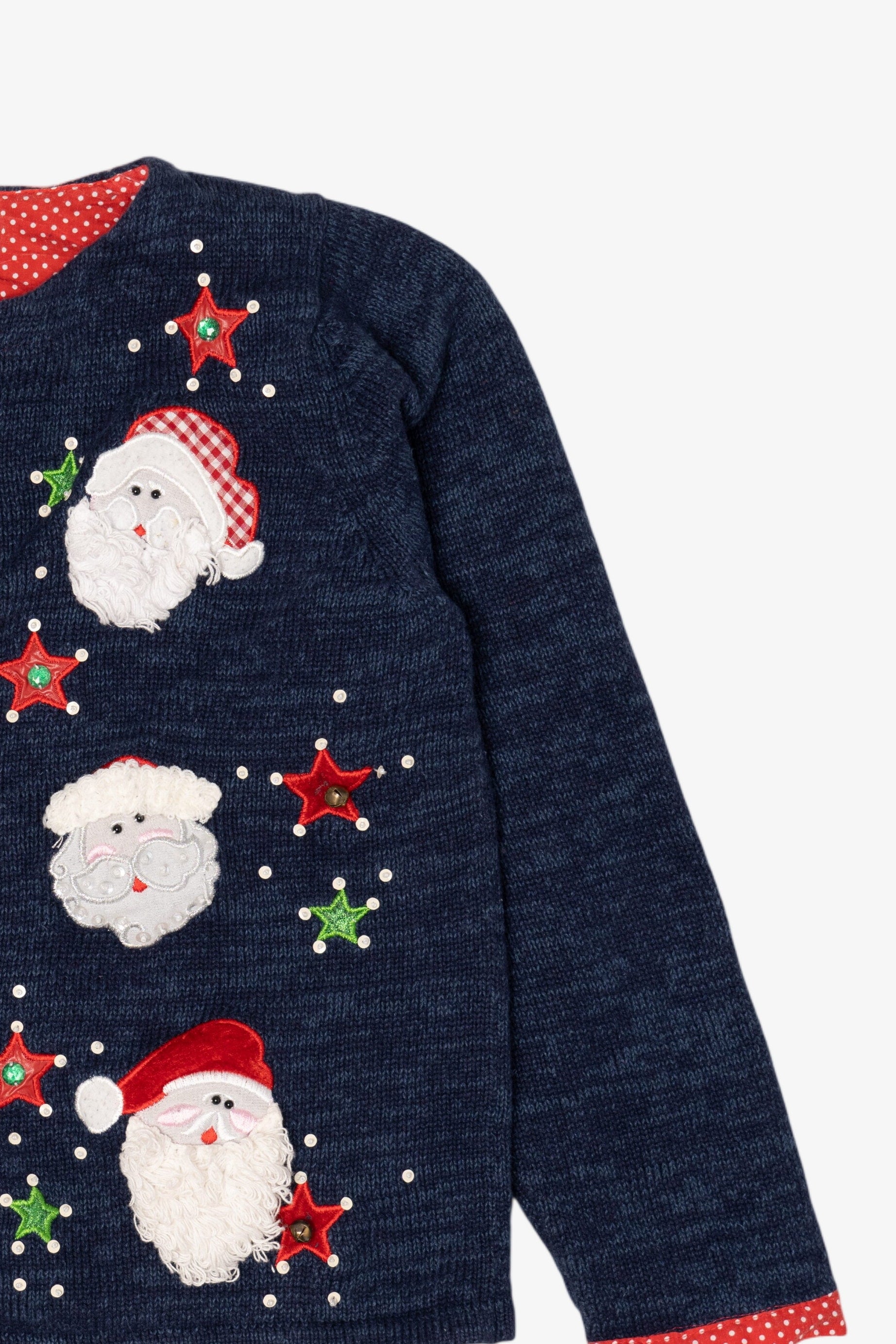 Vintage Navy Blue Tiara International Santa Ugly Christmas Cardigan (2000s)