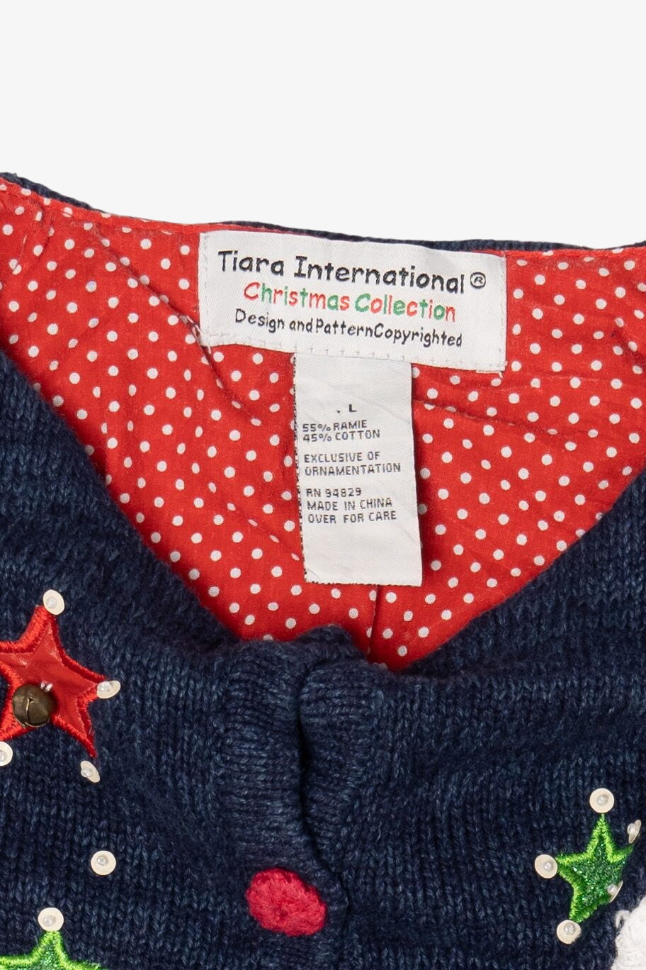 Vintage Navy Blue Tiara International Santa Ugly Christmas Cardigan (2000s)