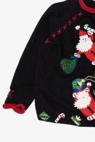 Vintage Black Heirloom Collectible Santa Ugly Christmas Cardigan (2000s)
