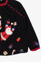Vintage Black Heirloom Collectible Santa Ugly Christmas Cardigan (2000s)