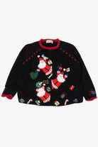 Vintage Black Heirloom Collectible Santa Ugly Christmas Cardigan (2000s)