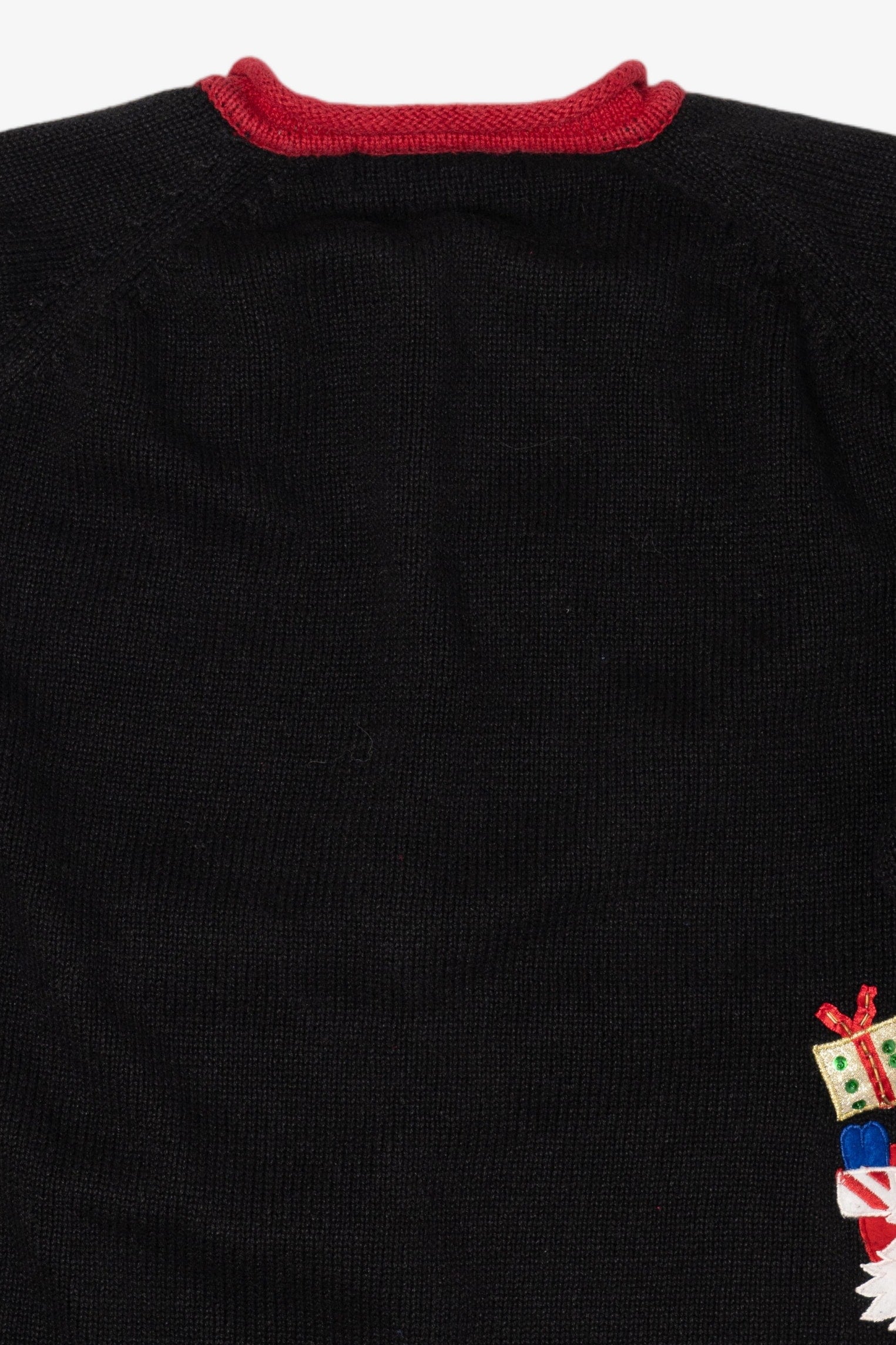 Vintage Black Heirloom Collectible Santa Ugly Christmas Cardigan (2000s)